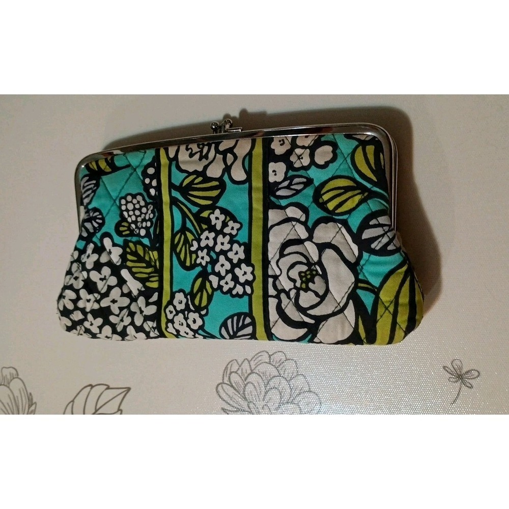 Vera‎ Bradley Island Blooms Snap Kiss Lock Clutch Wallet Purse Quilted Retired